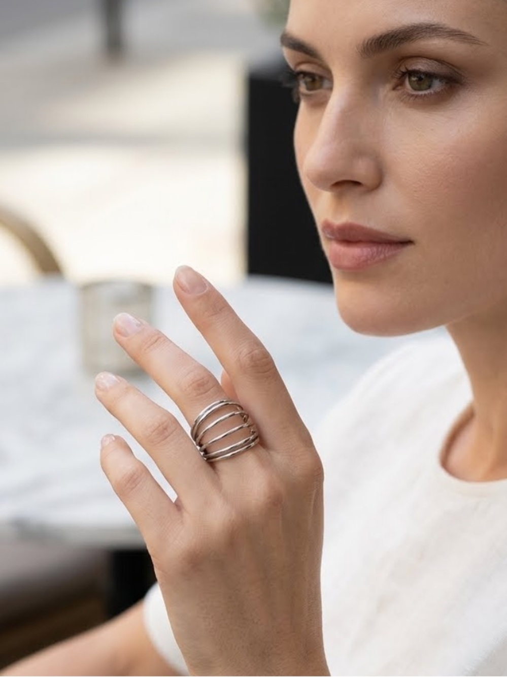 Calvin Klein "Sumptuous" multi-strand statement ring
Size 7